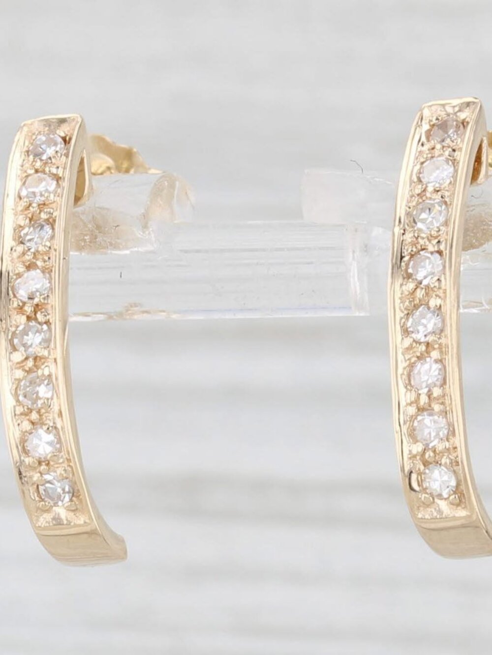 0.24ctw Diamond J-Hook Earrings 14k Yellow Gold Pierced Drops